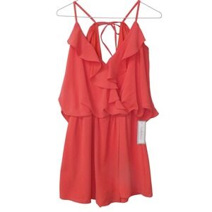 Premier Amore Coral Ruffle Cold Shoulder Romper Jumpsuit Size 8